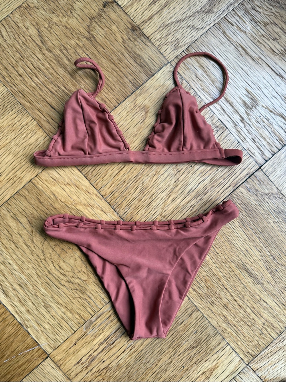 Jade Swim $200 Chain Reaction Bikini Set, Terracotta Brown, Size XS, Worn Once